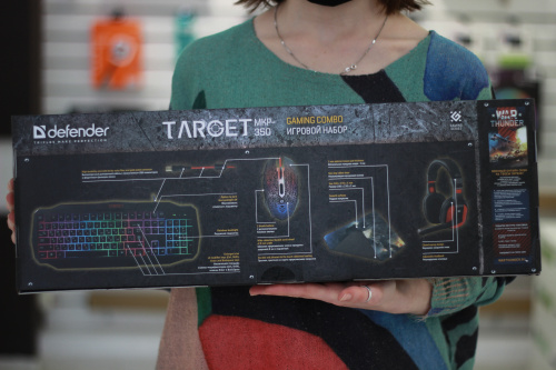 Игровой набор проводной Defender, Target, MKP-350 (мышь+гарнитура+клавиатура+коврик) фото 2