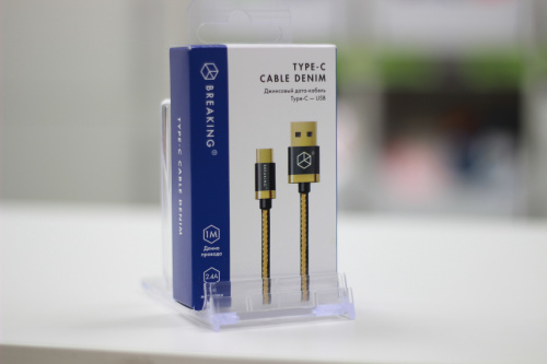 Кабель USB Type-C Breaking Denim (желтый) 2.4A, 1.0 м фото 4