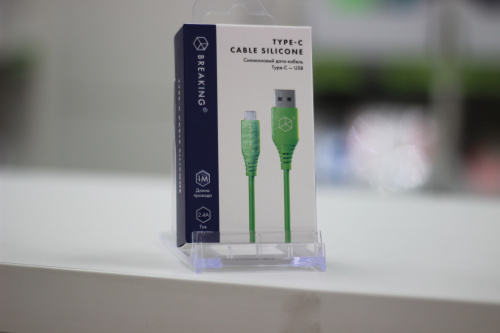 Кабель USB Type-C Breaking Silicone (зеленый) 2.4A, 1.0 м фото 4