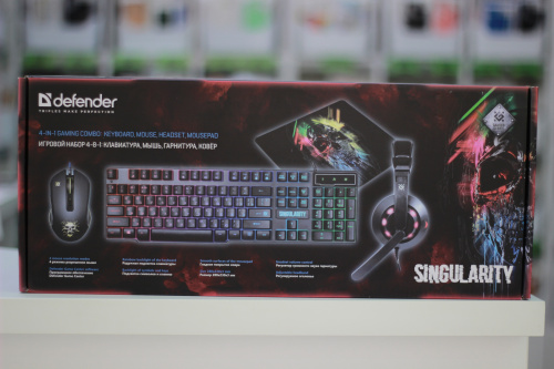 Игровой набор DEFENDER Singularity MKP-118 (мышь+клавиатура+гарнитура+коврик) фото 2